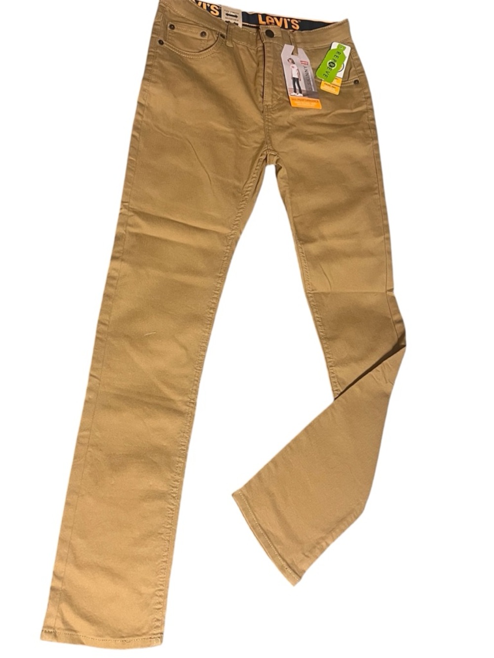 Levi's 510 Kids Skinny Fit Performance Jeans NWT Size 18 Reg 29x31 Khaki Tan